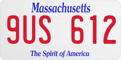 MA license plate 9US612