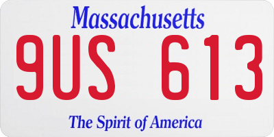 MA license plate 9US613