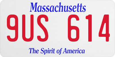 MA license plate 9US614