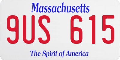 MA license plate 9US615
