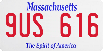 MA license plate 9US616