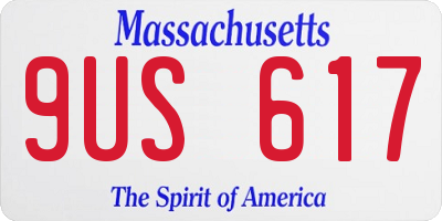 MA license plate 9US617