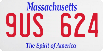 MA license plate 9US624
