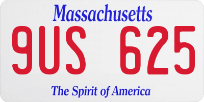MA license plate 9US625