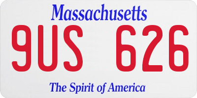 MA license plate 9US626