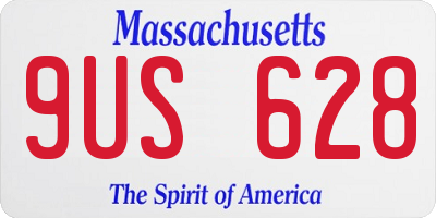 MA license plate 9US628