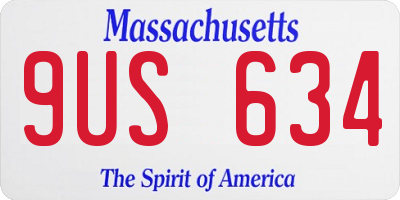 MA license plate 9US634