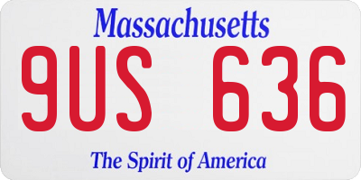MA license plate 9US636