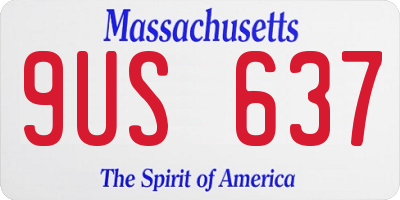MA license plate 9US637