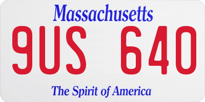 MA license plate 9US640