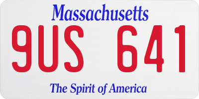 MA license plate 9US641
