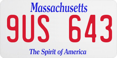 MA license plate 9US643