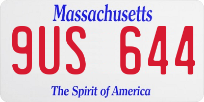 MA license plate 9US644
