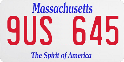 MA license plate 9US645