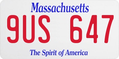 MA license plate 9US647
