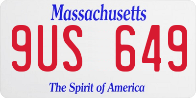 MA license plate 9US649