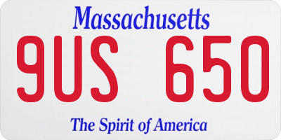 MA license plate 9US650