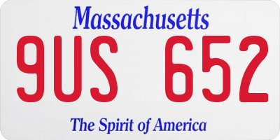 MA license plate 9US652
