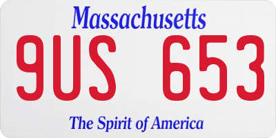 MA license plate 9US653