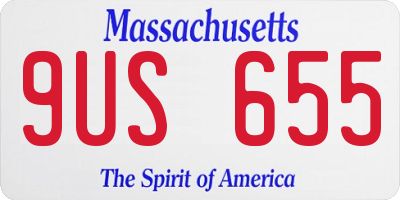 MA license plate 9US655