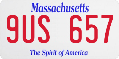 MA license plate 9US657