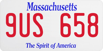 MA license plate 9US658