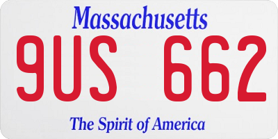 MA license plate 9US662