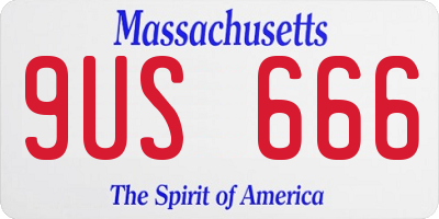 MA license plate 9US666