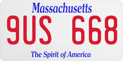 MA license plate 9US668