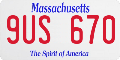 MA license plate 9US670