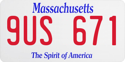 MA license plate 9US671