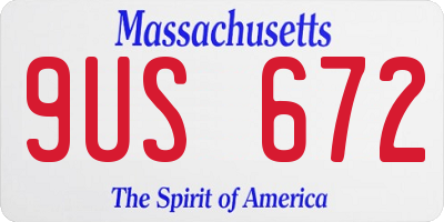 MA license plate 9US672