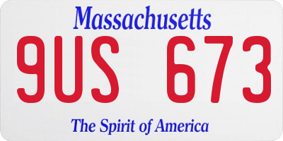 MA license plate 9US673