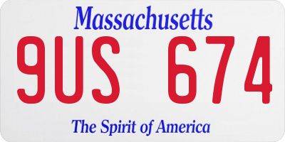 MA license plate 9US674