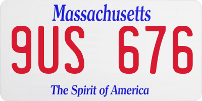 MA license plate 9US676