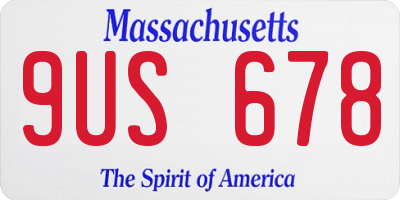 MA license plate 9US678