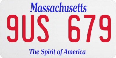 MA license plate 9US679