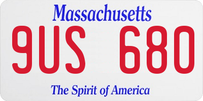 MA license plate 9US680