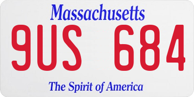 MA license plate 9US684