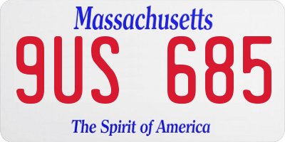 MA license plate 9US685