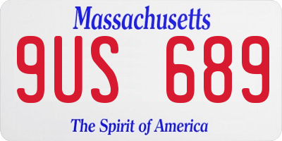 MA license plate 9US689