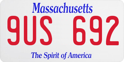 MA license plate 9US692