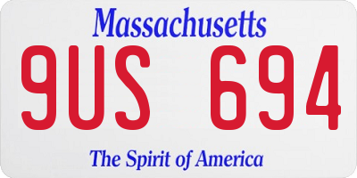 MA license plate 9US694
