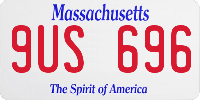 MA license plate 9US696