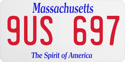 MA license plate 9US697