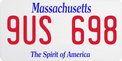 MA license plate 9US698