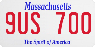 MA license plate 9US700