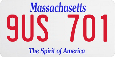 MA license plate 9US701