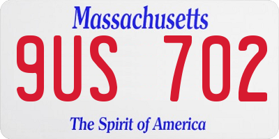 MA license plate 9US702