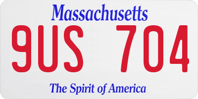 MA license plate 9US704